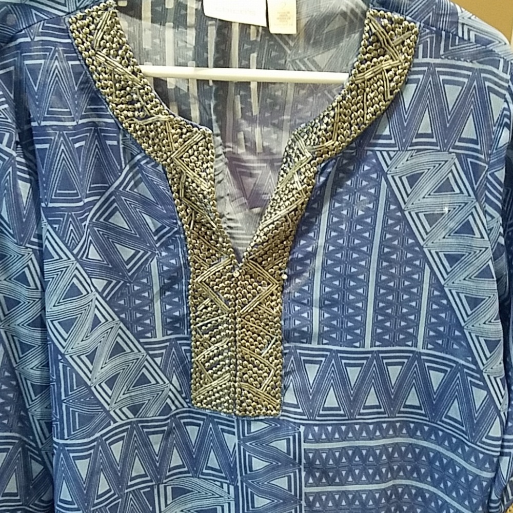 Chico's Tunic w. Beaded collar detail